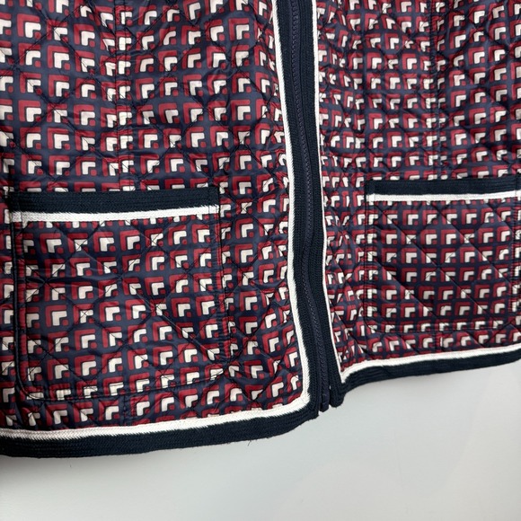 Talbots‎ Jacket Womens XL Red White Geometric Printed Full Zip Quilted Outdoor - Picture 4 of 8